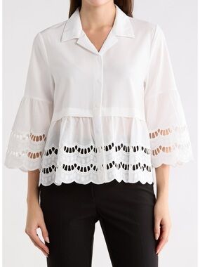 Liv Los Angeles Crochet Hem Button-Up Shirt